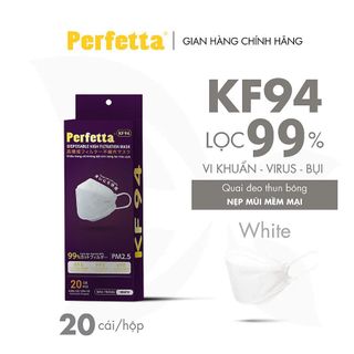 Khẩu trang 3 lớp Perfetta KF94 Trắng/Đen/MIx (20 Cái/Hộp)