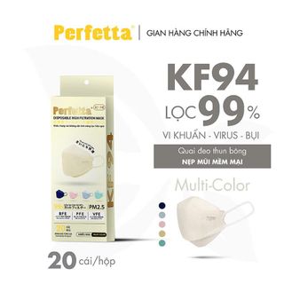 Khẩu trang 3 lớp Perfetta KF94 Trắng/Đen/MIx (20 Cái/Hộp)