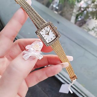 ĐỒNG HỒ NỮ CHÍNH HÃNG FUNMEI F2144 MẶT VUÔNG MINI DÂY LƯỚI THÉP FULLBOX TEM