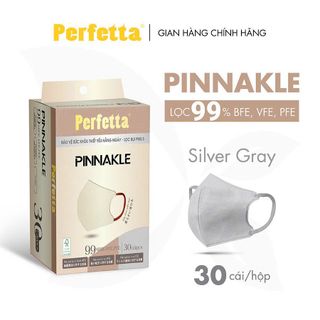 Khẩu Trang Cao Cấp Perfetta Pinnakle , 3 Lớp Kháng Khuẩn , Quai Đeo Thun Bông , Lớp Trong Mềm Mịn (30 cái/hộp)