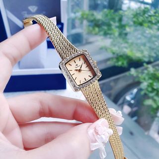ĐỒNG HỒ NỮ CHÍNH HÃNG FUNMEI F2144 MẶT VUÔNG MINI DÂY LƯỚI THÉP FULLBOX TEM