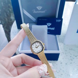 ĐỒNG HỒ NỮ CHÍNH HÃNG FUNMEI F2145 MẶT VUÔNG MINI DÂY LƯỚI THÉP FULLBOX TEM