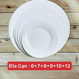 SET 10 ĐĨA SỨ TRẮNG LOẠI CẠN SIZE 6