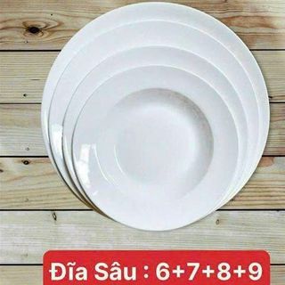 SET 10 ĐĨA SỨ TRẮNG LOẠI SÂU SIZE 7
