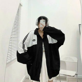 Áo Khoác Dù WHATEVER Chất Dù 2 Lớp Cổ Đứng Phối Sọc Tay Unisex Nam Nữ, Áo Khoác Bomber Thêu Logo Form Rộng