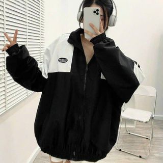Áo Khoác Dù WHATEVER Chất Dù 2 Lớp Cổ Đứng Phối Sọc Tay Unisex Nam Nữ, Áo Khoác Bomber Thêu Logo Form Rộng