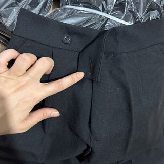 Quần tây baggy nữ đi học khuy lệch màu đen cạp lưng cao ống đứng dáng âu Quần vải nữ công sở học sinh tuyết mưa cạp cao