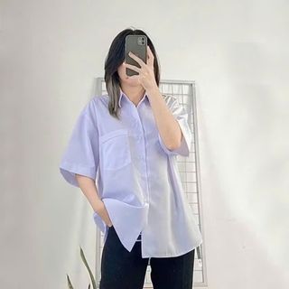 Áo sơ mi học sinh nam cấp 2 3 tay ngắn áo trắng học sinh tay lỡ chất kate mềm thoáng mát