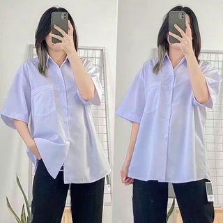 Áo sơ mi học sinh nam cấp 2 3 tay ngắn áo trắng học sinh tay lỡ chất kate mềm thoáng mát