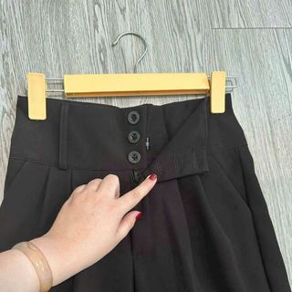 Quần tây nữ lưng cao đi học làm công sở 3 nút cài màu Đen Kem dáng quần baggy nữ cạp cao công sở vải dày mềm co giãn nhẹ