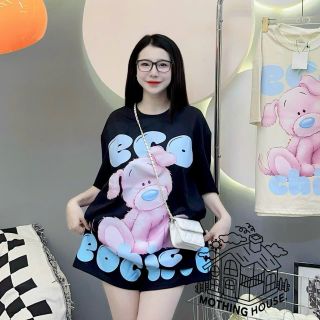Đồ Bộ Nữ Tay Lỡ GẤU ECO  Chất Thun Cotton Form Rộng Dưới 65kg