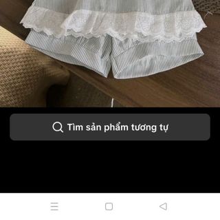 Set bộ sọc xanh phối ren cho bé gái
