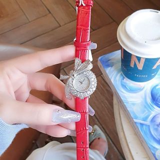 SET ĐỒNG HỒ NỮ CHÍNH HÃNG FUNMEI DÂY DA MẶT NƠ ĐÁ FULLBOX TEM HÃNG