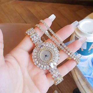SET ĐỒNG HỒ NỮ CHÍNH HÃNG FUNMEI MẶT HOA ĐÍNH ĐÁ PHA LÊ FULLBOX TEM