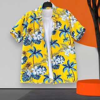 Áo đi biển sặc sỡ hoa lá chim chất kate mát, form đẹp, size 9-95kg - Hà Đinh
