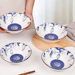 SET 10 TÔ SỨ HOA XANH CHỮ PHÚC SIZE 6