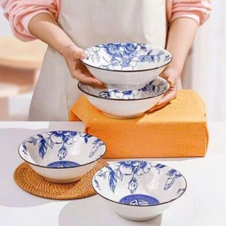 SET 10 TÔ SỨ HOA XANH CHỮ PHÚC SIZE 6