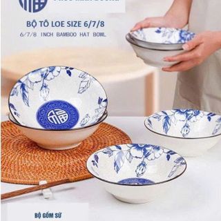 SET 10 TÔ SỨ HOA XANH CHỮ PHÚC SIZE 8
