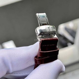 ĐỒNG HỒ NAM CƠ THỤY SĨ TISỚT DÂY DA KÍNH SAPHIRE LỘ MÁY MẶT TRẮNG VIỀN BẠC