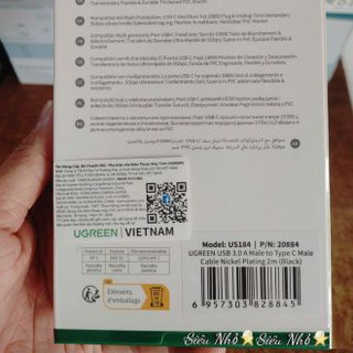 UGREEN 20884 - Cáp USB 3.0 to USB Type-C dài 2m chính hãng