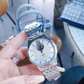ĐỒNG HỒ NAM CƠ THUỴ SỸ TISỚT DÂY THÉP KÍNH SAPHIRE LỘ MÁY MÀU BẠC