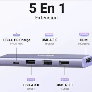 UGREEN 35582 - Bộ chuyển đổi USB Type-C 5 trong1 ra HDMI 4K@30Hz, USB 3.0, Sạc PD 100W