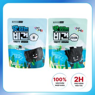 Combo 2 Gói Snack Thuần Chay Vegan Tảo Bẹ (Lá) + Rong Biển Hàn Quốc 40gram/ Gói