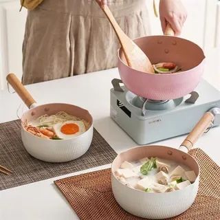 Chảo Chống Dính Màu Pastel 18cm Cán Gỗ Chảo Chống Dính Siêu Bền