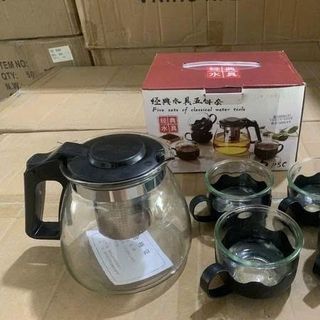 BỘ BÌNH TRÀ THỦY TINH KÈM 4 LY