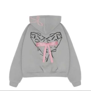 Áo khoác hoodie zip nỉ bông nơ hồng 2 lớp in trái tim Pink Bow from rộng nón to chống nắng unisex nam nữ hottrend