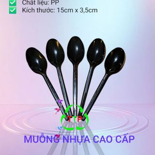 Muỗng nhựa cao cấp TTP 15cm-đen