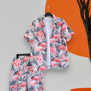 Bộ hoa lá cây dừa chim đi biển Chất kate Thái mát Size 4-3xl -Hà Đinh