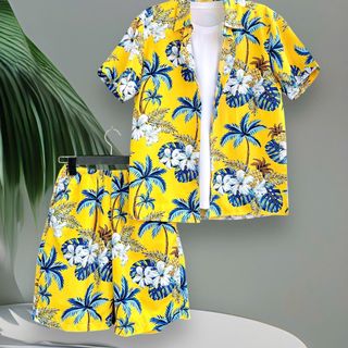 Bộ hoa lá cây dừa chim đi biển Chất kate Thái mát Size 4-3xl -Hà Đinh