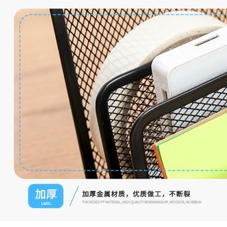 Khay Để Tài Liệu Đồ Dùng 3 Ngăn Kèm Ống Đựng Bút Kim Loại, Giá Để Thư Giấy Tờ 3 Ngăn Dạng Lưới Kèm Ống Bút, Văn Phòng Phẩm, Kệ Tài Liệu Đa Năng, Decor