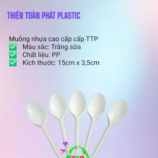 Muỗng nhựa cao cấp TTP 15cm-trắng sữa