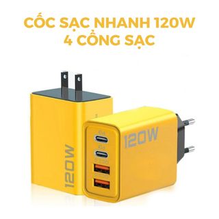 Cốc Sạc Nhanh 120W  Tích Hợp 4 Cổng Sạc Tiện Lợi