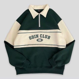 Áo Khoác Nỉ Cổ Trụ Phối Dây Kéo Ngực In Chữ ODIN