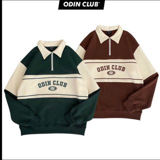 Áo Khoác Nỉ Cổ Trụ Phối Dây Kéo Ngực In Chữ ODIN