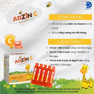 Bổ sung Vitamin C và Kẽm [AD ZinC] - hỗ trợ tăng sức đề kháng - H/20 ống