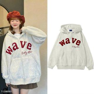 Áo Khoác Nỉ Hoodie Zip Bông Thêu Chữ WAVE Form Rộng Nam Nữ Unisex
