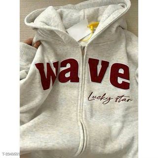 Áo Khoác Nỉ Hoodie Zip Bông Thêu Chữ WAVE Form Rộng Nam Nữ Unisex