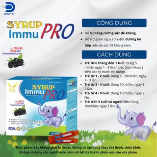 Hỗ trợ tăng sức đề kháng, giảm viêm đường hô hấp [SYRUP IMMU PRO] - (H/20 ống x10ml)