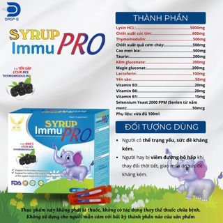 Hỗ trợ tăng sức đề kháng, giảm viêm đường hô hấp [SYRUP IMMU PRO] - (H/20 ống x10ml)