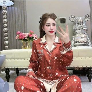 Đồ bộ pijama chất liệu vải Latin quần dài áo tay dài