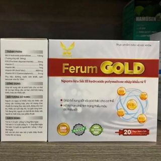 Siro bổ sung sắt [Ferum Gold] - Thực phẩm bảo vệ sức khoẻ, bổ sung sắt - H/20 ống x10ml