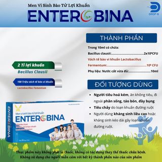 Men Vi Sinh Lợi Khuẩn, Hỗ trợ giảm rối loạn tiêu hóa [Enterobina] - H/20 ống x 10ml
