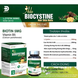 Viên uống hỗ trợ đẹp da, tóc, móng [Ado Biocystine]- H/ 30 viên biocystin