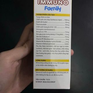 Siro hỗ trợ tăng sức đề kháng, giảm viêm đường hô hấp [ Immuno Family ] - chai 100ml