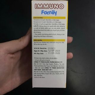 Siro hỗ trợ tăng sức đề kháng, giảm viêm đường hô hấp [ Immuno Family ] - chai 100ml