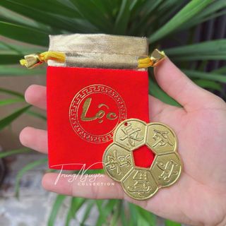 Sỉ Đồng Xu Hoa Mai 5 Cánh Mạ Vàng Phong Thủy Chiêu Tài May Mắn Bình An